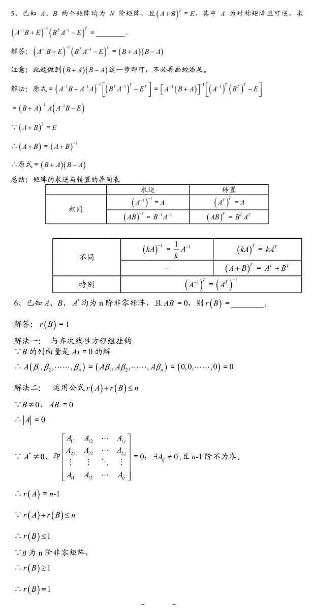 考研数学：线性代数经典题目与解析（三） 