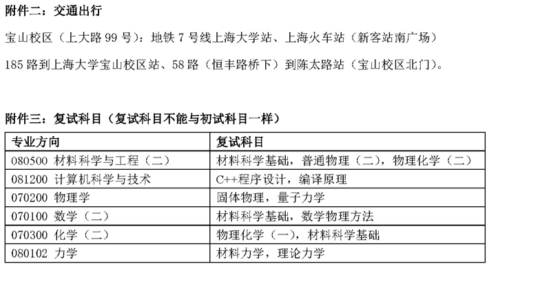 2017年上海大学材料基因组工程研究院硕士研究生复试安排的通知