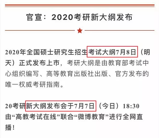 2020考研大纲官宣